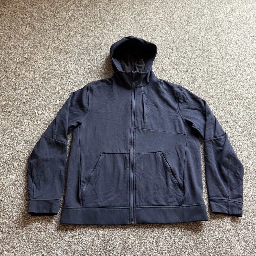LULULEMON CITY SWEAT ZIP HOODIE THERMO HEATHERED NAVY MENS LARGE